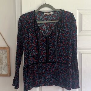 Floral Loft Long Sleeve Shirt With Velvet Ties